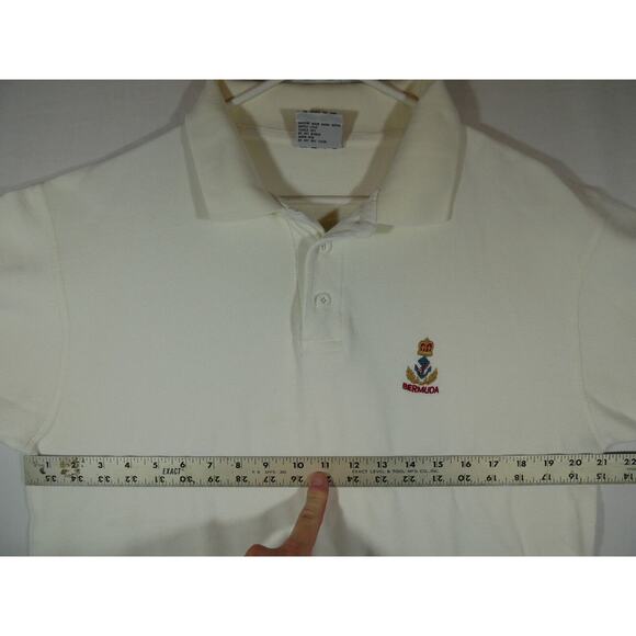 DAVIDSON OF BERMUDA Polo Mens Large White Embroidered Logo Vintage - Picture 6 of 7